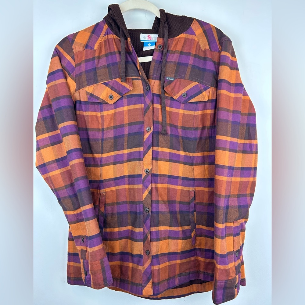 Columbia Thermal Lined Plaid Hooded Jacket/Shacket Women’s Size M
